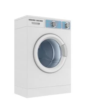 Washing machine on white background. Isolated 3d illustration Illustrazione stock