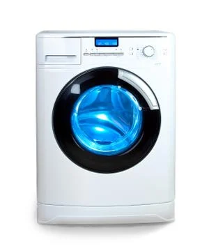 The washing machine on a white background Stock Photos