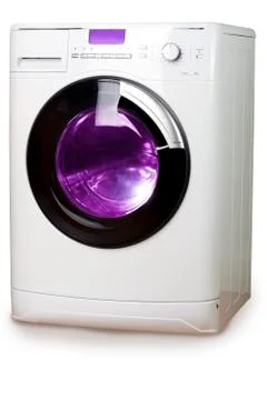 The washing machine on a white background Stock Photos