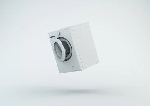 Washing Machine on a white studio background. 3D render. Stock Illustration