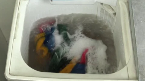 Washing machine working blanket at home. Stock Footage 78978348