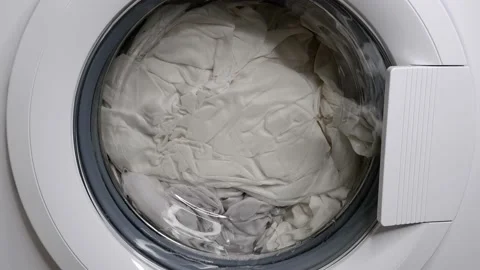 The washing machine is working. Laundry. Stock Footage 157021631
