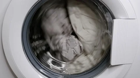 The washing machine is working. Laundry. Stock Footage 157322717