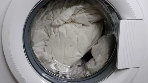 The washing machine is working. Laundry. Stock Footage 157444206