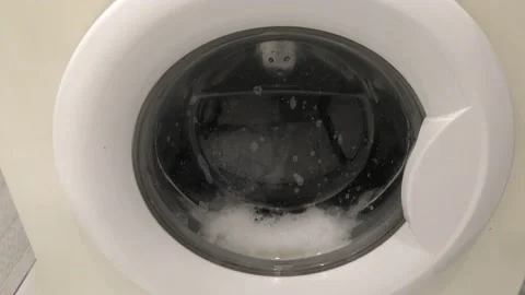 Washing machine working washing clothes Stock Footage 171981871