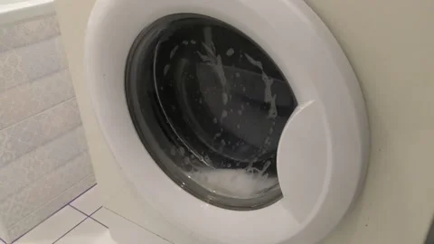 Washing machine working washing clothes Stock Footage 171981903