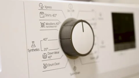 Washing machine's control panel. Controls on a modern washing machine. Stock Footage 313738901