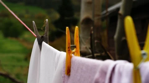 Washing peg on the line Stock Footage 238843565