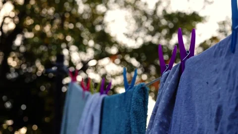 Washing peg on the line Stock Footage 255559664