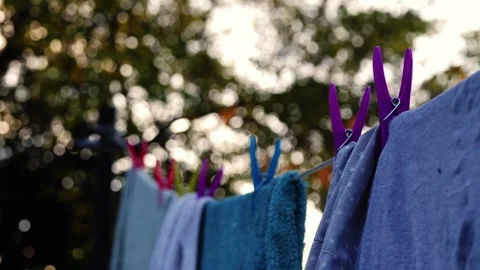 Washing peg on the line Stock Footage 255673699