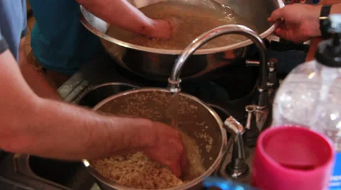 Washing rice Stock Footage 39105685
