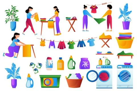 Washing Room Set Elements Stock Illustration