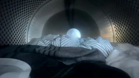 Washing spinning inside the washing machine Video stock 257306659