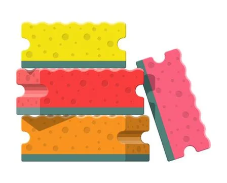Washing sponge. Kitchenware scouring pads. Stock Illustration