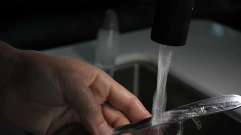 Washing Spoons In Slow Motion 스톡 동영상 192059200