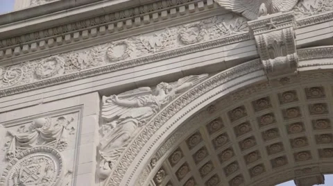 Washing Square Park Arch in NYC close up Stock Footage