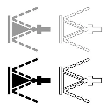 Washing the surface under high pressure use water deck cleaning set icon gr.. Stock Illustration