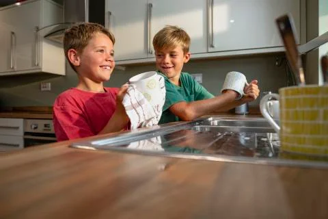 Washing Up Time Fotos Stock