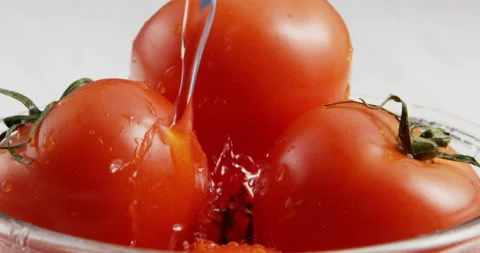 Of washing tomatoes in bowl Stock Footage 100538848
