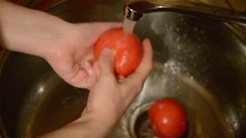 Washing vegetables Stock Footage 77877810