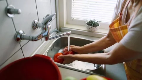 Washing vegetables Stock Footage 280314497