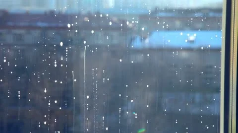Washing window cleaning foam on glass Stockbeeldmateriaal 21761857