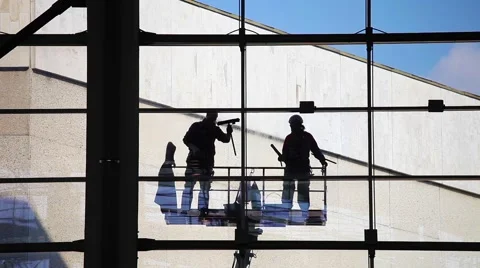 Washing windows Stock Footage 49550238