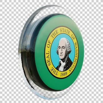 Washington 3d illustration flag on pole. Wood flagpole Stock Illustration