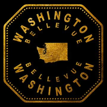 Washington Bellevue Seal Map Design Stock Illustration