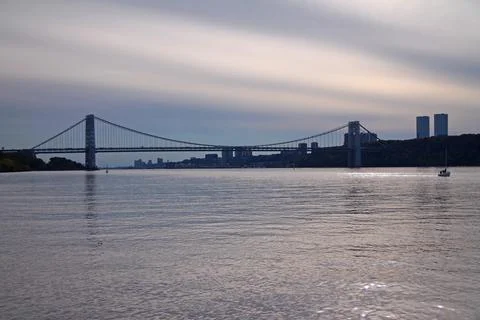 Washington bridge sunset with clouds Stock Photos