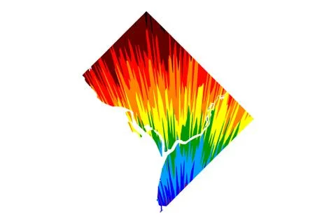 Washington city - map is designed rainbow abstract colorful pattern 스톡 일러스트
