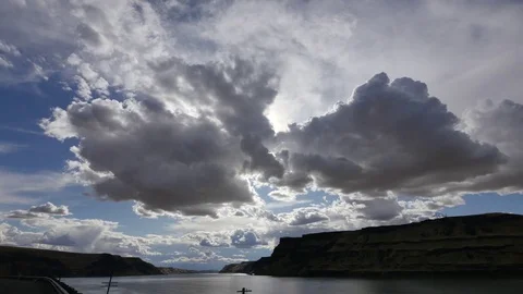Washington clouds over Columbia River Stock Footage 81814873