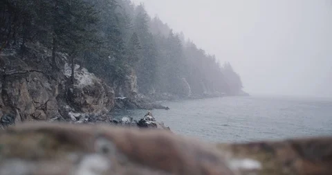 Washington coast winter storm with waves and cliffs Stock Footage 102730543