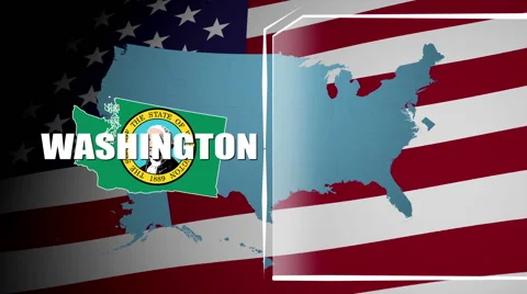 Washington Countered Flag and Information Panel Stock Footage 66775572