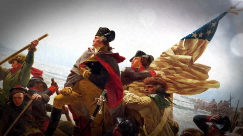 Washington Crosses the Delaware: 3 Dynamic Moves in 3D Space, Dramatic Lighting Stock Footage 206820857