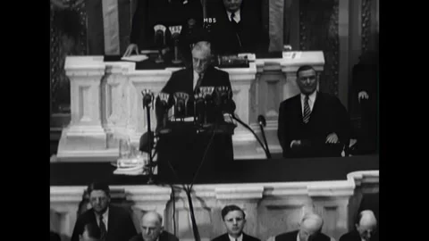 WASHINGTON DC - 1937 - Senators and representatives take their seats before Stock Footage 341992107