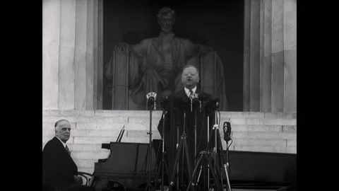 WASHINGTON DC - 1939 - In his introduction to Marian Anderson's concert at the Stock Footage 296401608