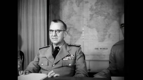 WASHINGTON DC - 1949 - Generals Joseph Collins, Omar Bradley, Hoyt Vandenberg Stock Footage 312790839