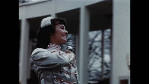 WASHINGTON DC - 1953 - Cadets and a Native American drum corps march in Stock Footage 313212437