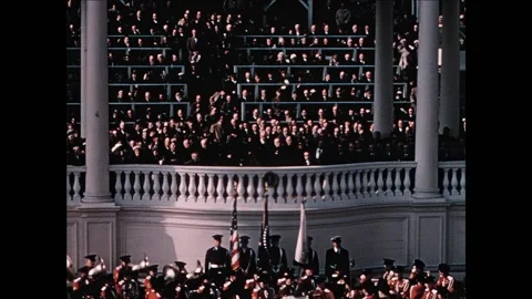WASHINGTON DC - 1957 - Ahead of his second inaugural address, President Stock Footage 316636451