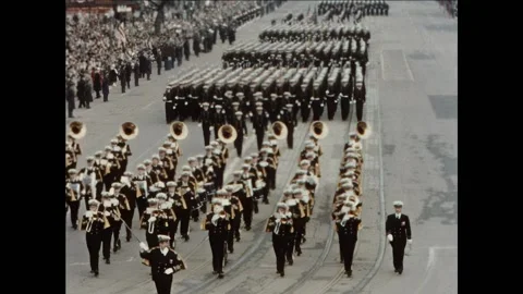 WASHINGTON DC - 1957 - Cadets and midshipmen of West Point, the US Naval Stock Footage 316636732