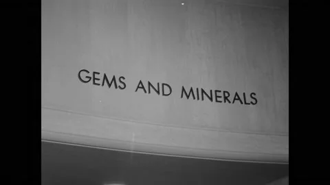 WASHINGTON DC - 1958 - Displays are on rotating tables in the gem and minerals Stock Footage 301324201