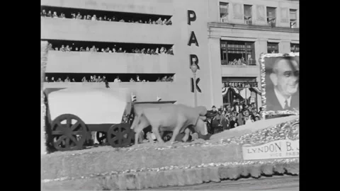 WASHINGTON DC - 1961 - The Ohio float features small-scale models of factories Stock Footage 341990646
