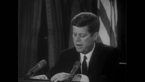 WASHINGTON DC - 1962 - JFK concludes remarks about the Cuban Missile Crisis by Stock Footage 288080164