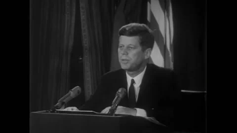 WASHINGTON DC - 1962 - In a speech about the Cuban Missile Crisis, JFK vows to Stock Footage 288079177