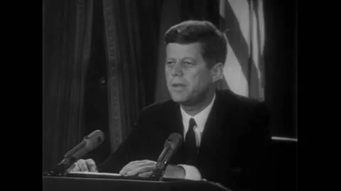 WASHINGTON DC - 1962 - In a speech about the Cuban Missile Crisis, JFK warns Stock Footage 288081164
