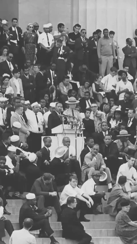 WASHINGTON DC - 1963 - Dr. Martin Luther King gives his I Have A Dream speech at Stock Footage 338393197