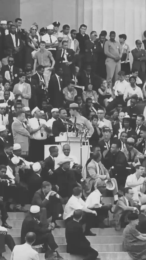 WASHINGTON DC - 1963 - Dr. Martin Luther King gives his I Have A Dream speech at Stock Footage 338393229