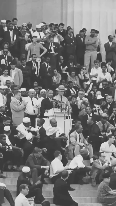 WASHINGTON DC - 1963 - Dr. Martin Luther King gives his I Have A Dream speech at Stock Footage 338393361