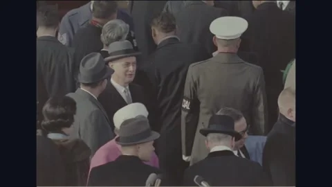 WASHINGTON DC - 1965: Johnson Inauguration — Platform crowd Видео 342589361